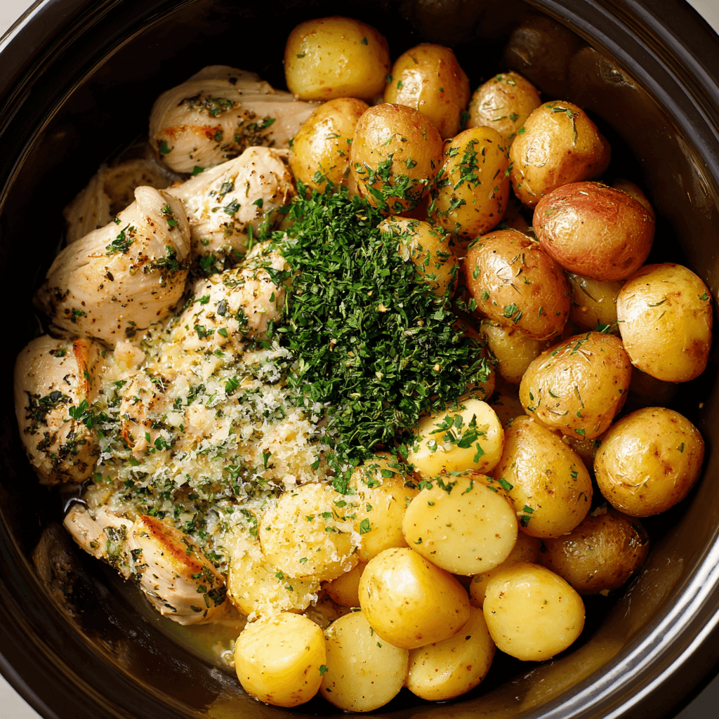 Garlic Parmesan Crockpot Chicken and Potatoes: Easy Delight!