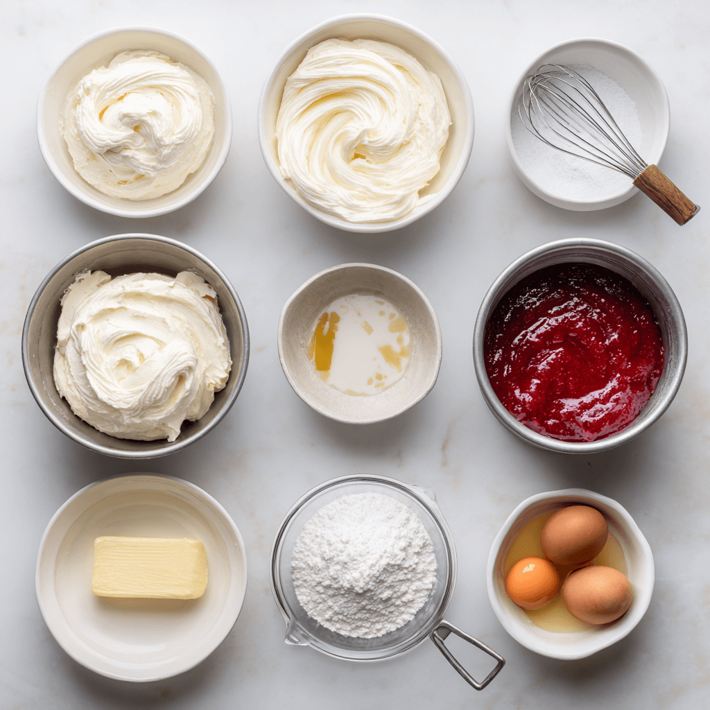 Strawberry cake cream cheese whipped cream frosting delights babies!