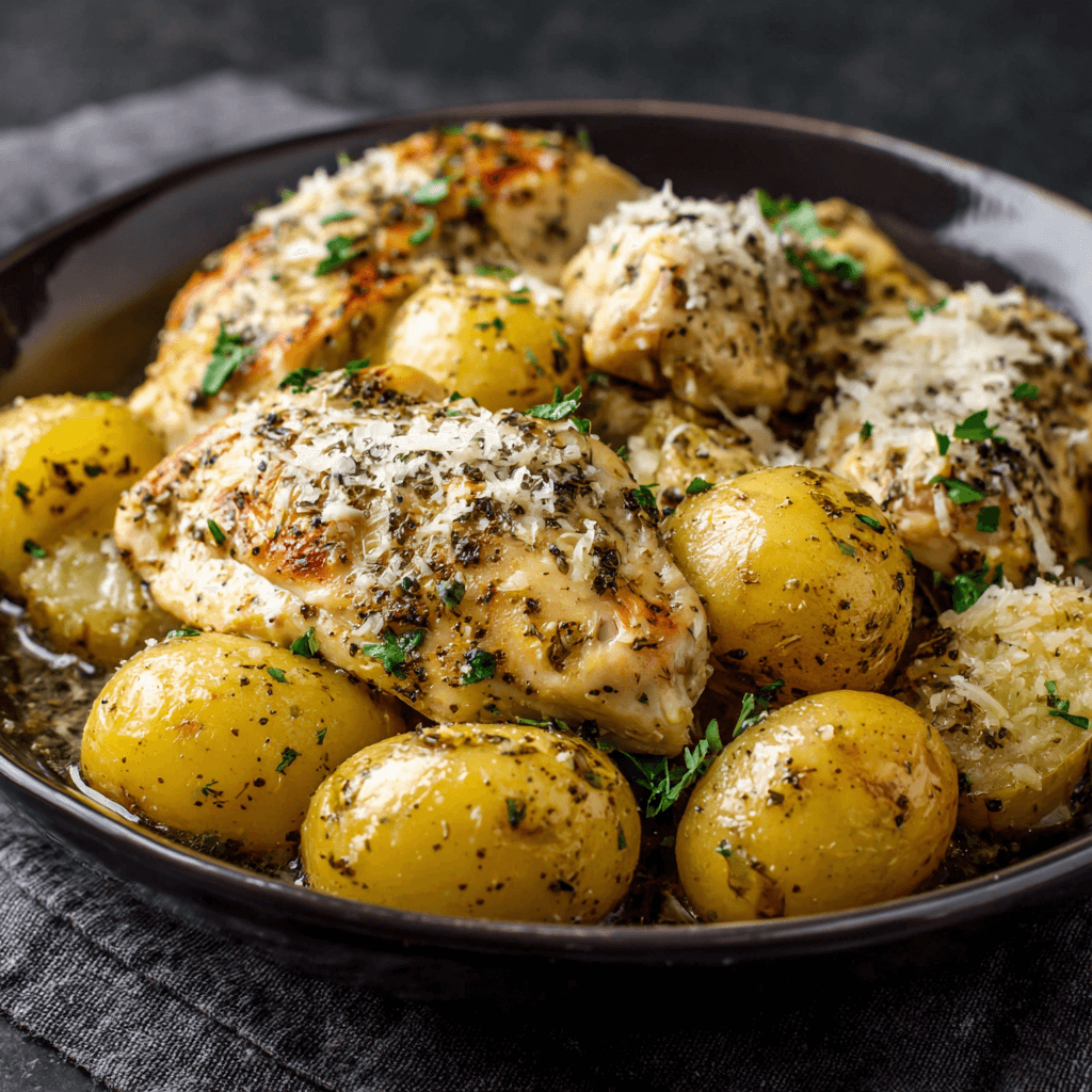 Garlic Parmesan Crockpot Chicken and Potatoes: Easy Delight!