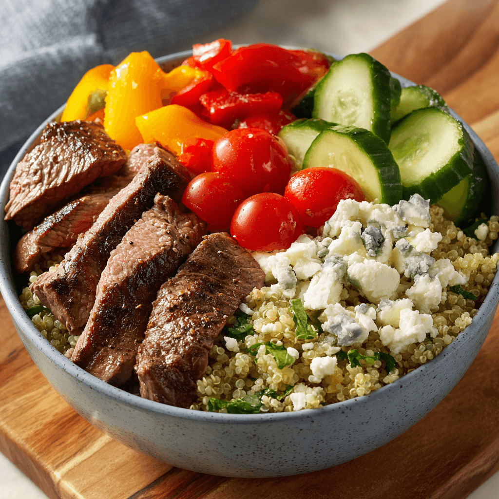 Healthy Steak Bowl Recipe Inspired by the Mediterranean Diet You'll Love!