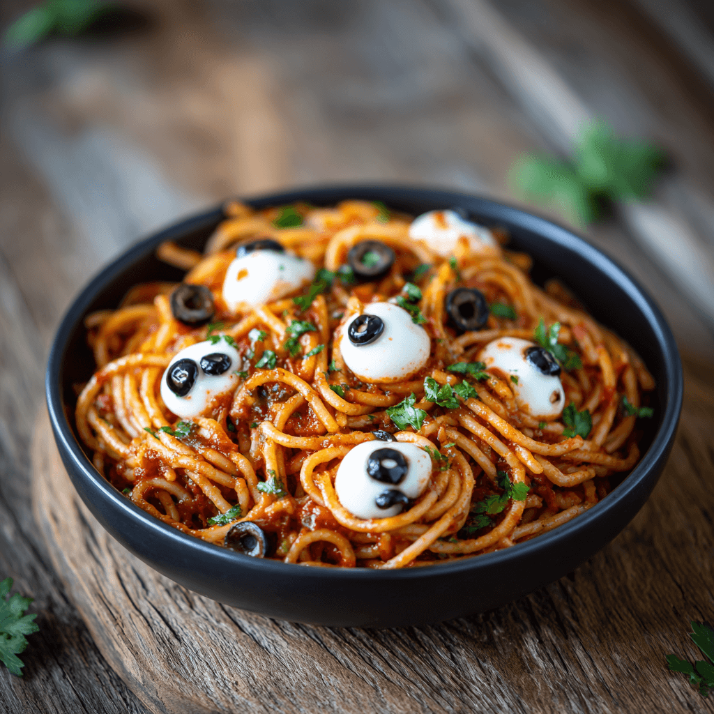 Bloody Spaghetti with Mozzarella Eyeballs: Dare to Taste?