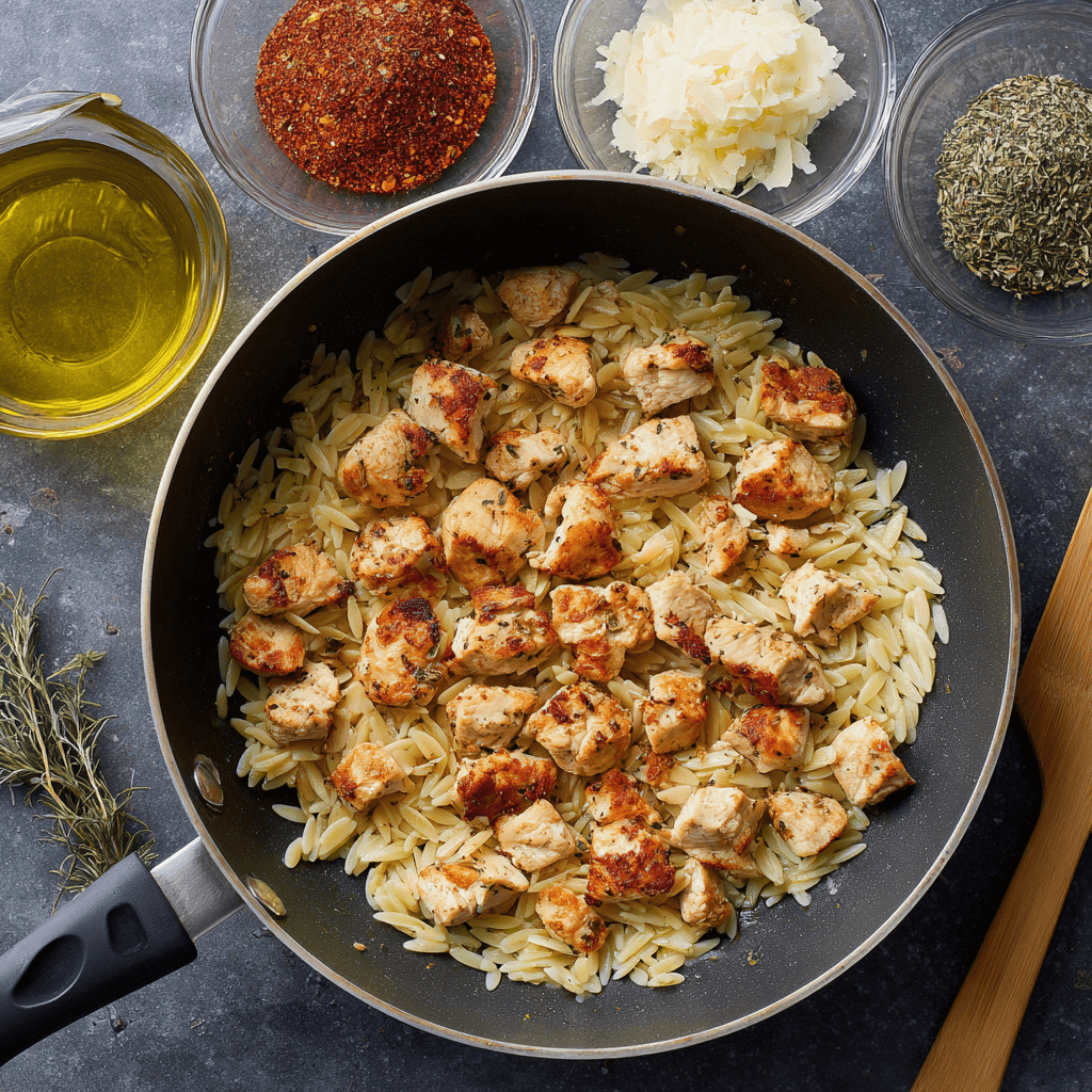 High Protein Mediterranean Chicken Orzo for a Healthy Feast!