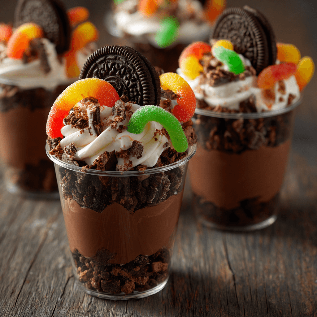 Make these fun Halloween dirt cups for a spooky treat!
