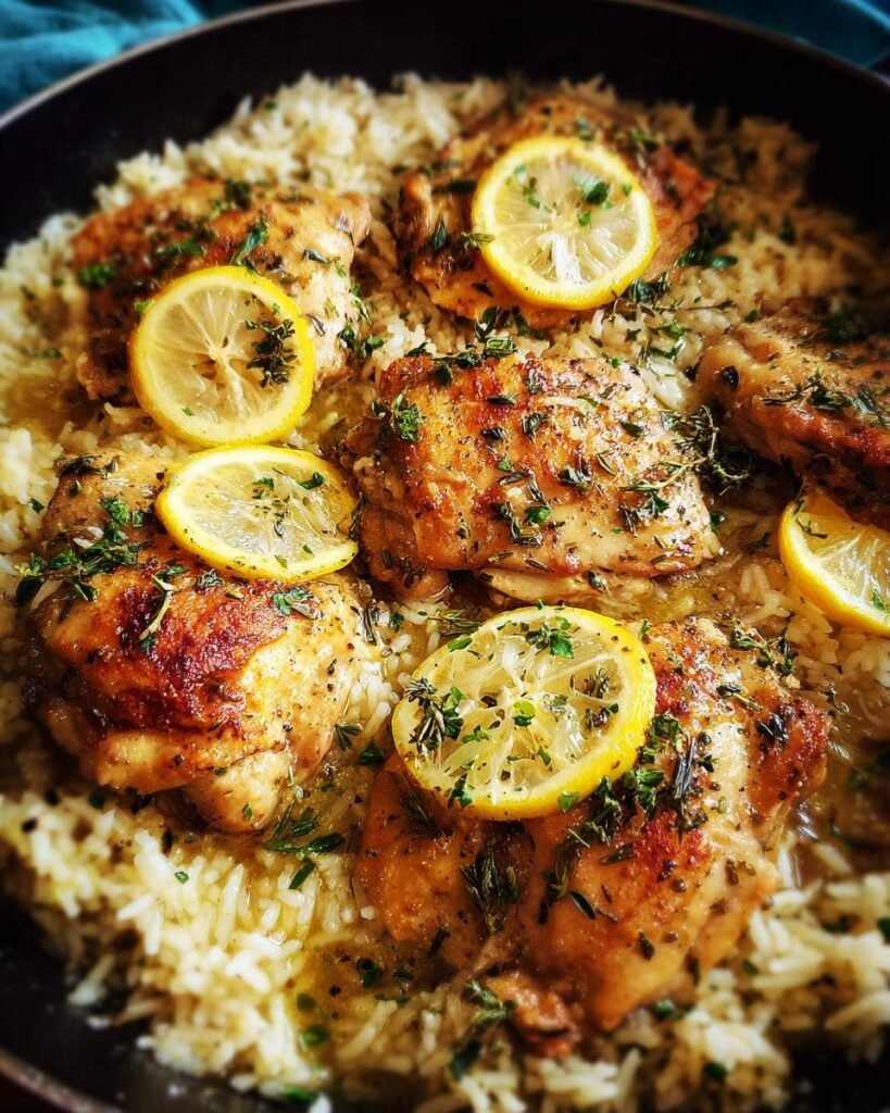 Slow Cooker Lemon Herb Chicken and Rice
