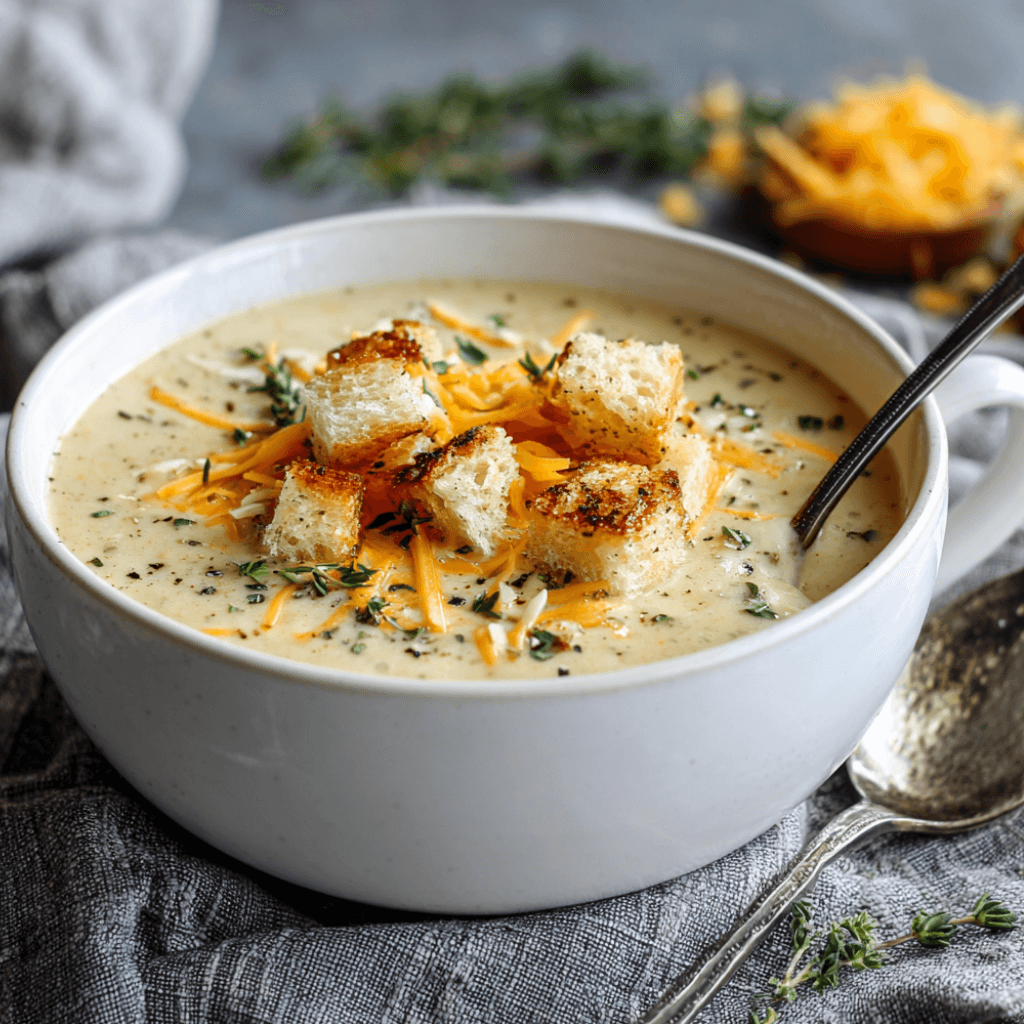 Cheddar Garlic Herb Potato Soup: A Cozy Creamy Delight!