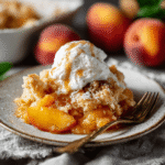 Peach cobbler with fresh peaches for a summer delight!