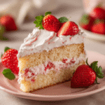 Strawberry cake cream cheese whipped cream frosting delights babies!
