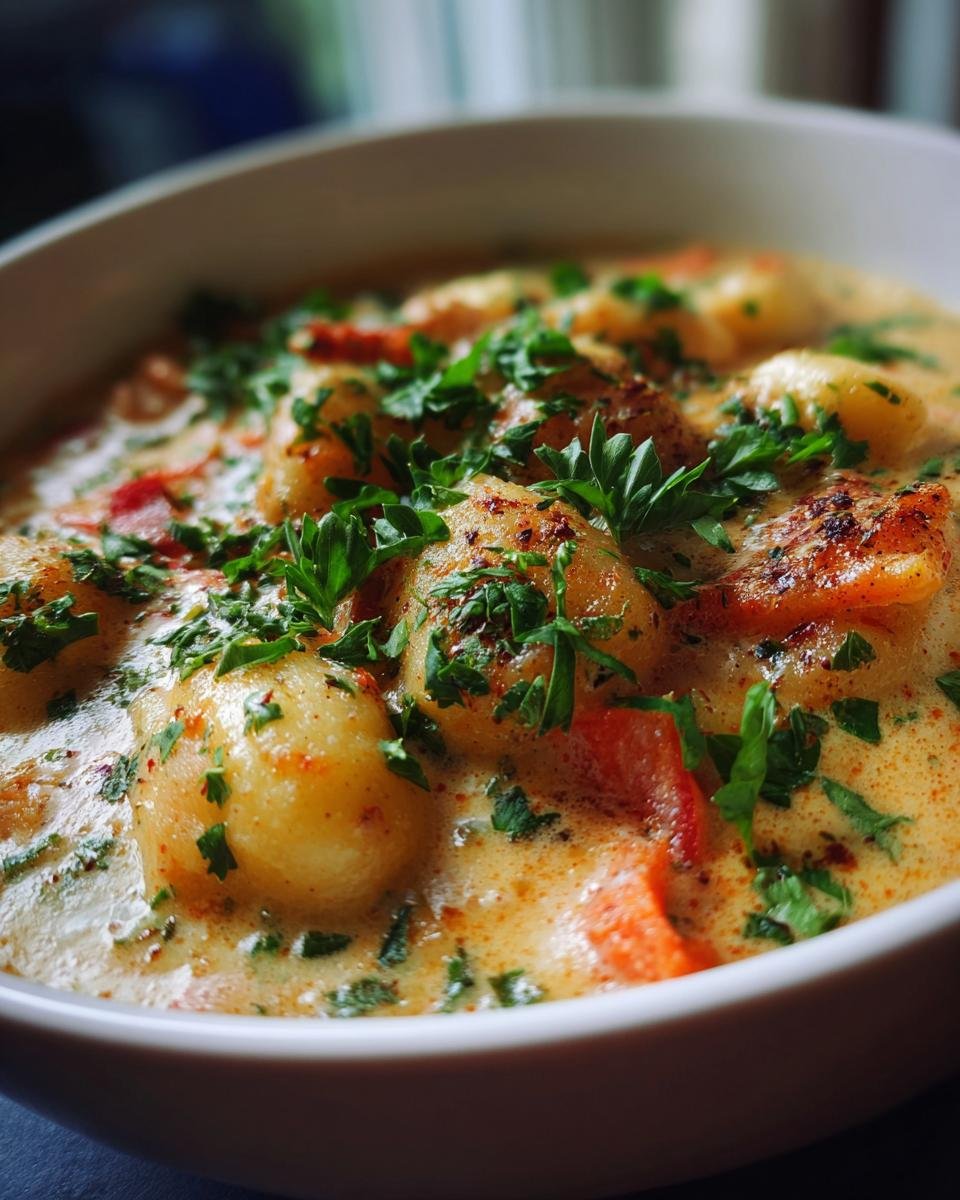 Beef Cheddar Gnocchi Soup - detail 2