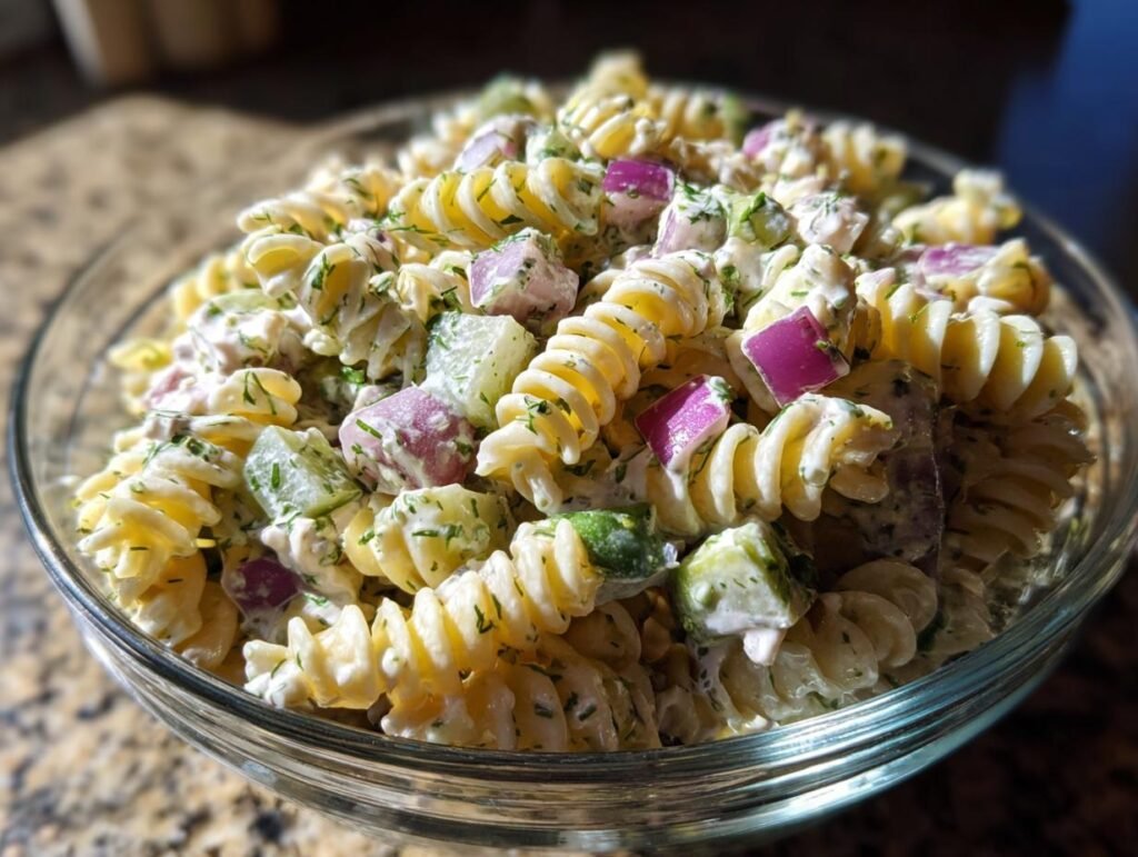 Easy Dill Pickle Pasta Salad Recipe