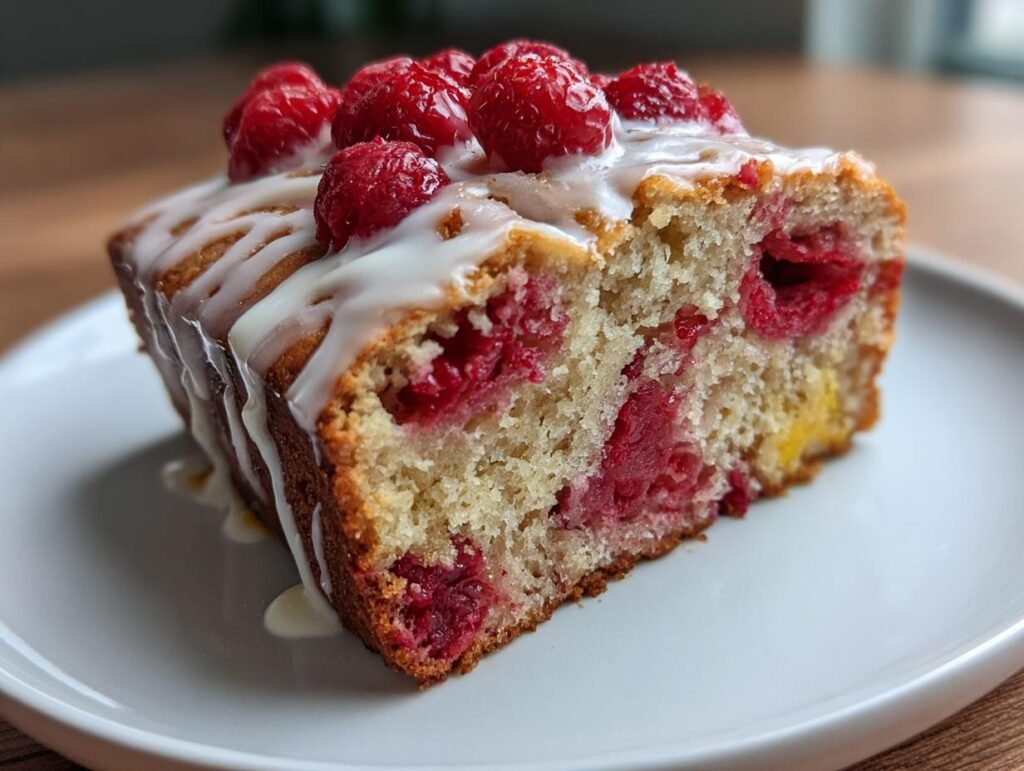 Raspberry Lemon Loaf with Creamy Glaze by Sam