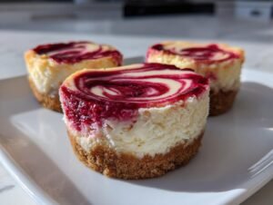 Mini Raspberry Swirl Cheesecakes
