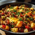 One Pan Cheesy Meat & Potato Skillet