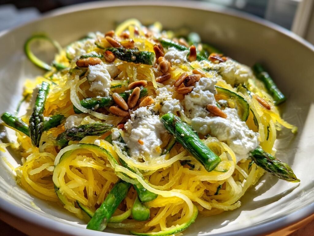 Spaghetti Squash with Asparagus, Ricotta, Lemon, and Thyme