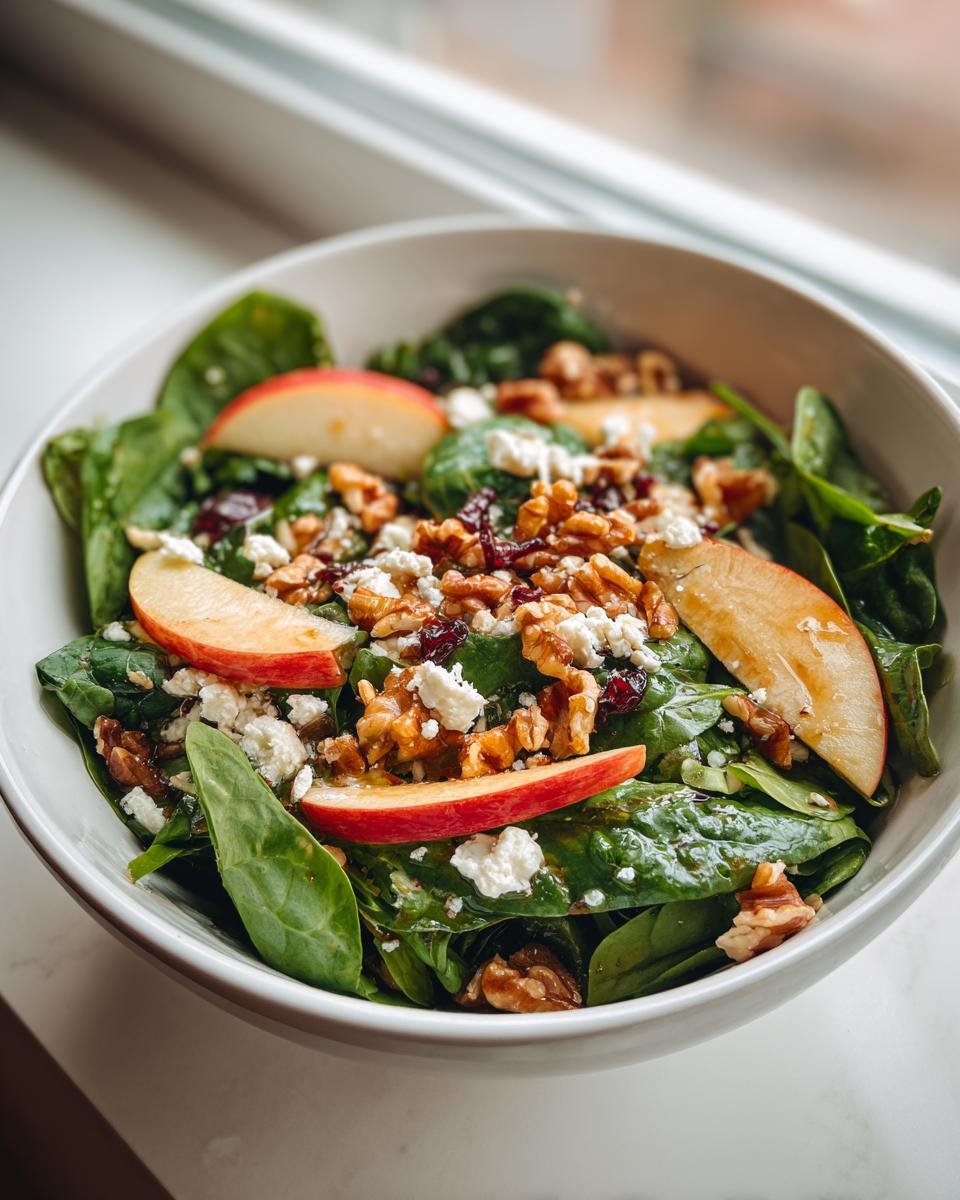 Spinach Salad with Apples, Walnuts, and Feta - detail 1