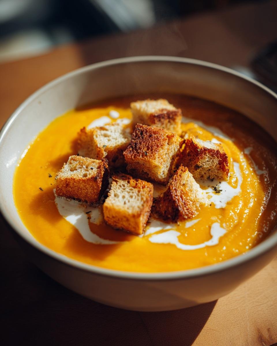 Sweet Potato and Roasted Apple Soup with Maple Croutons - detail 1