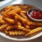 Air fryer frozen french fries with Spicy Ketchup