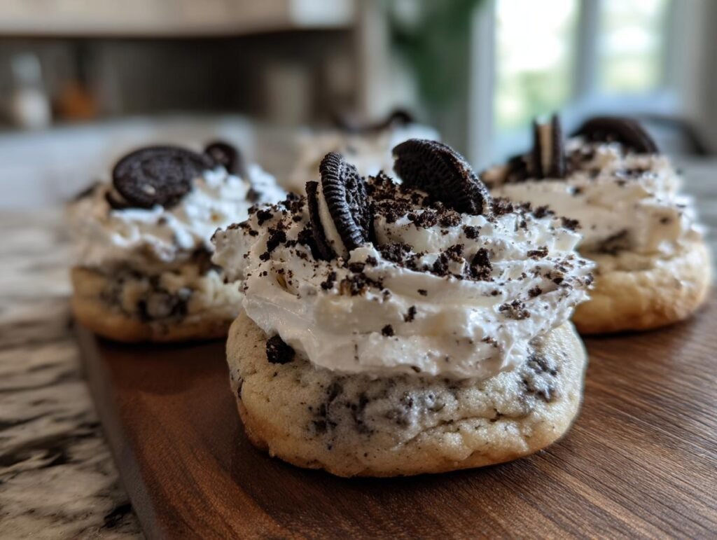 The best Crumbl cookies and cream milk shake cookies